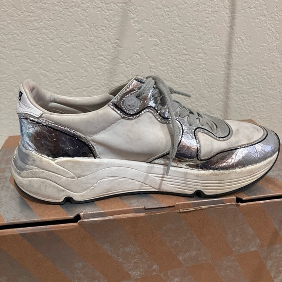 Golden Goose Sole Cole Running Shoe white-silver crack - Picture 2 of 16